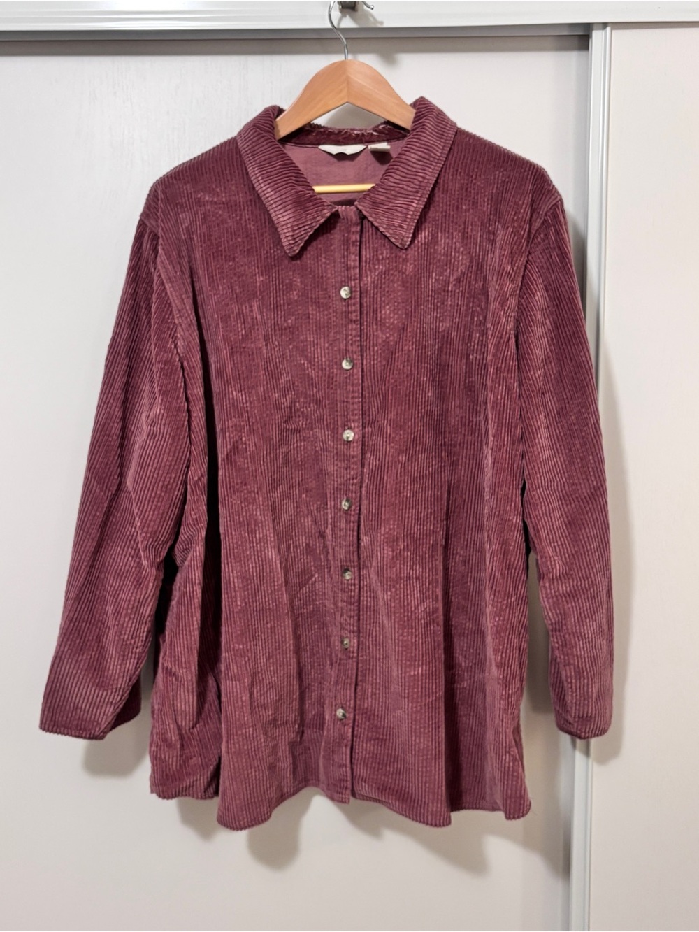 J Jill Button Down Shirt Size 4X Relaxed Boho Corduroy Crushed Velvet Comfy Soft